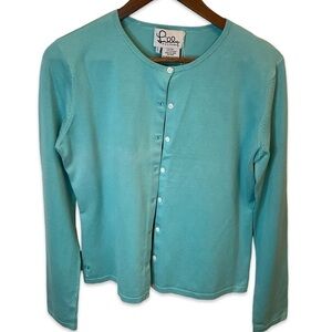 Lilly Pulitzer pretty teal button up lightweight cardigan sweater